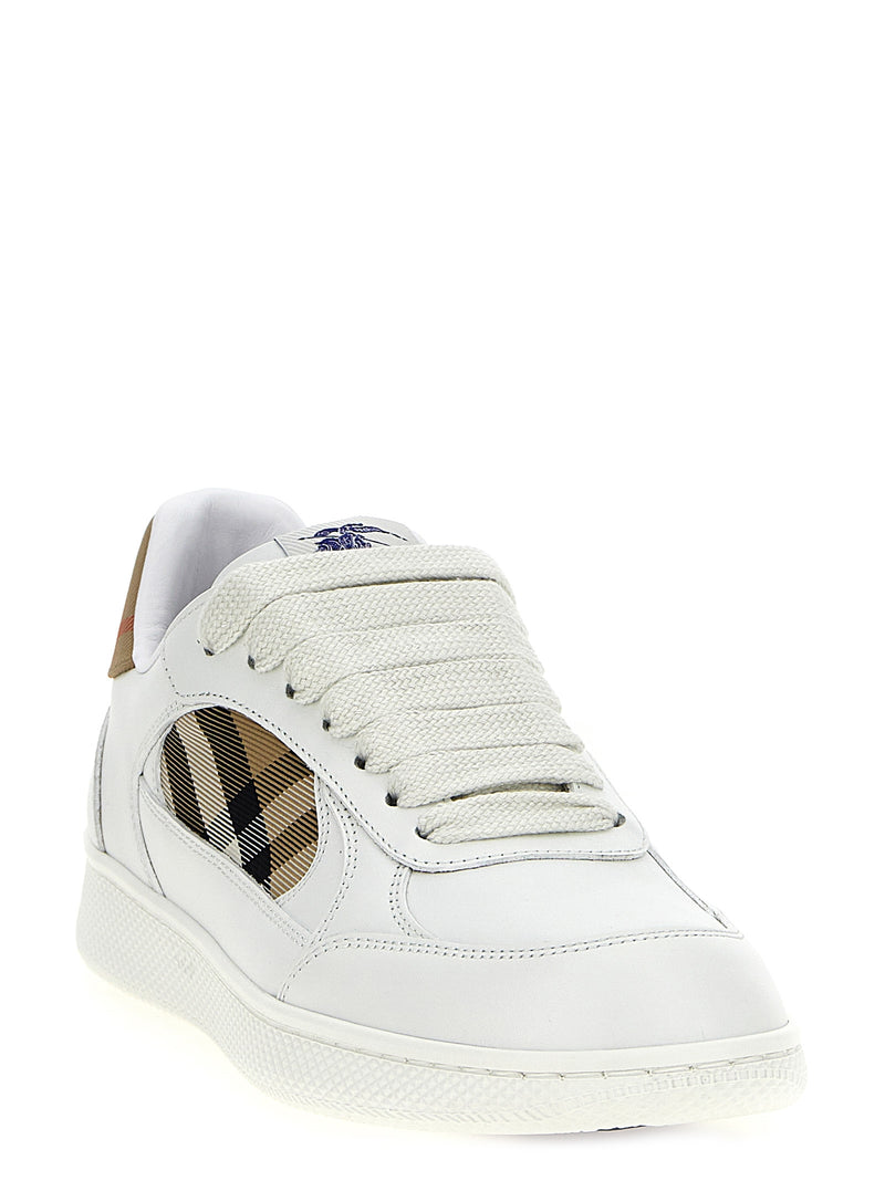 Burberry Beige Leather Low Top Sneakers