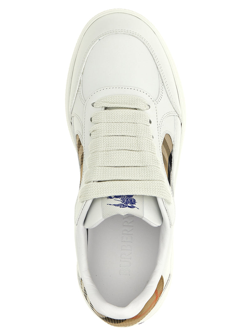 Burberry Beige Leather Low Top Sneakers