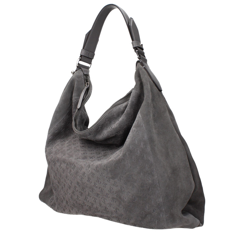 Jimmy Choo Gray Leather Shoulder Bag