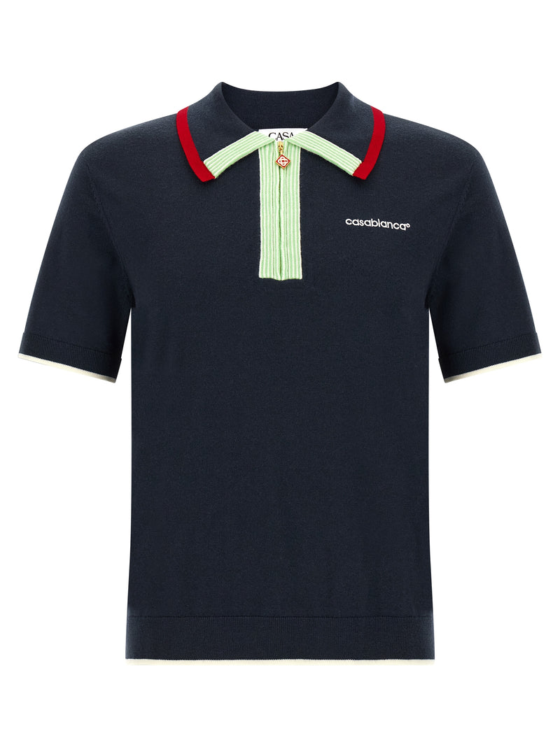 Casablanca Blue Wool Polo Shirt