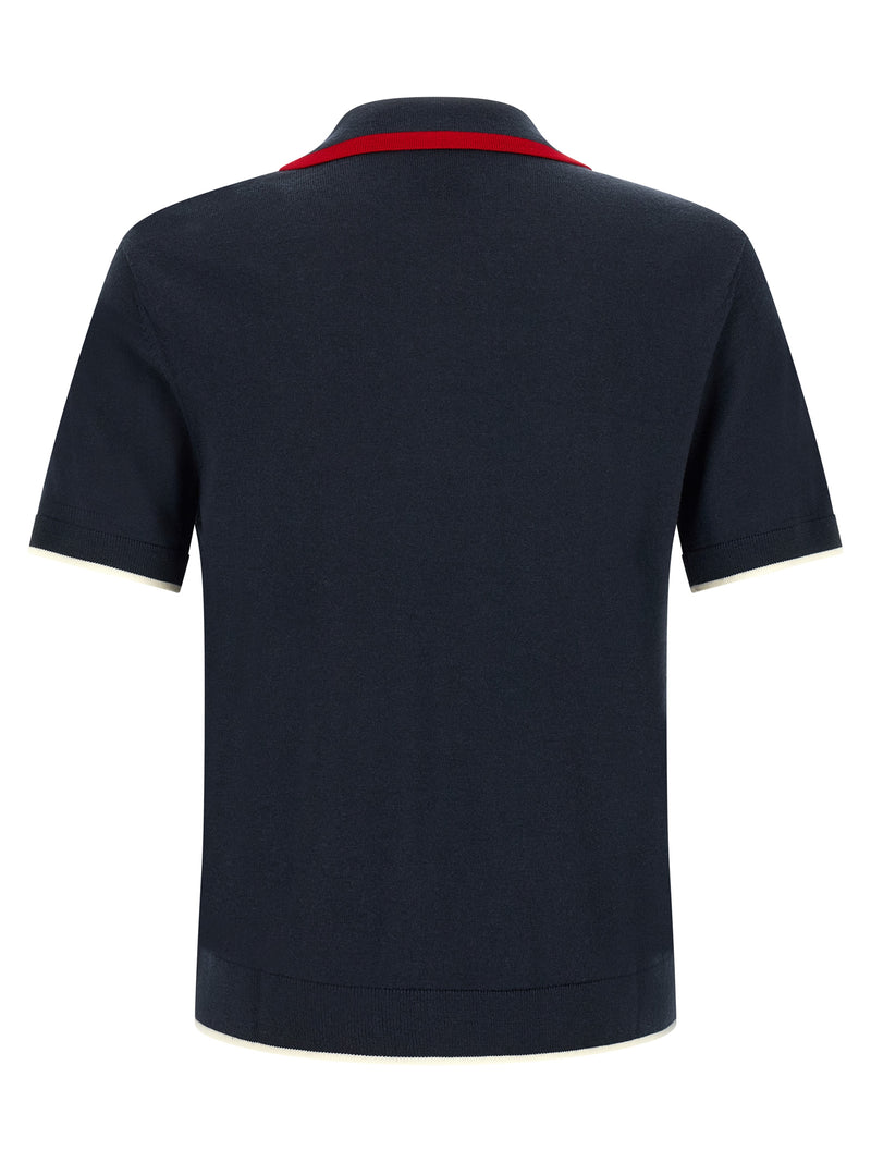 Casablanca Blue Wool Polo Shirt