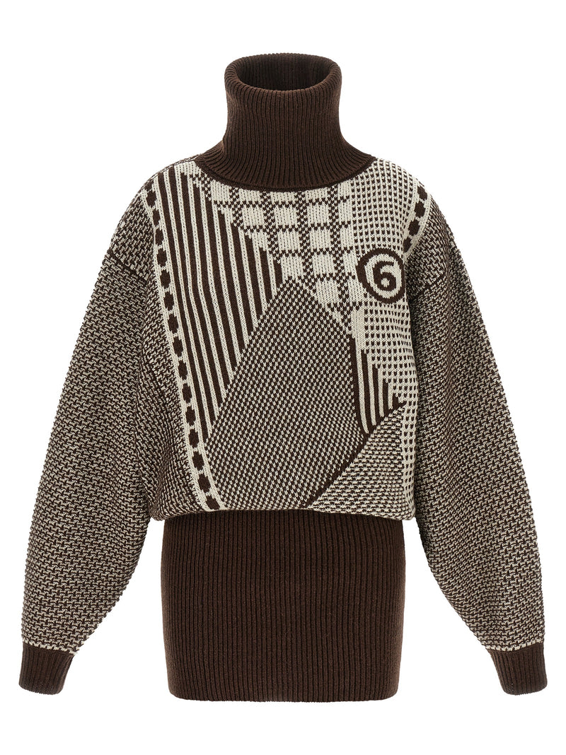 MM6 Maison Margiela Brown Wool Short Dress