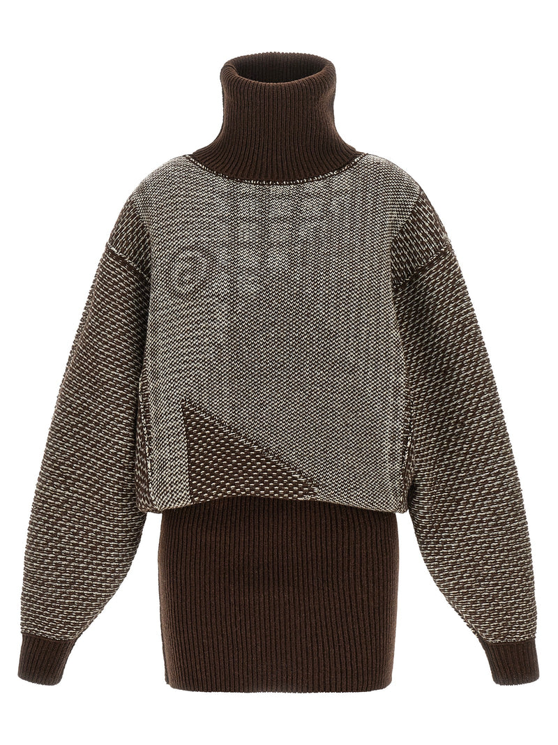 MM6 Maison Margiela Brown Wool Short Dress