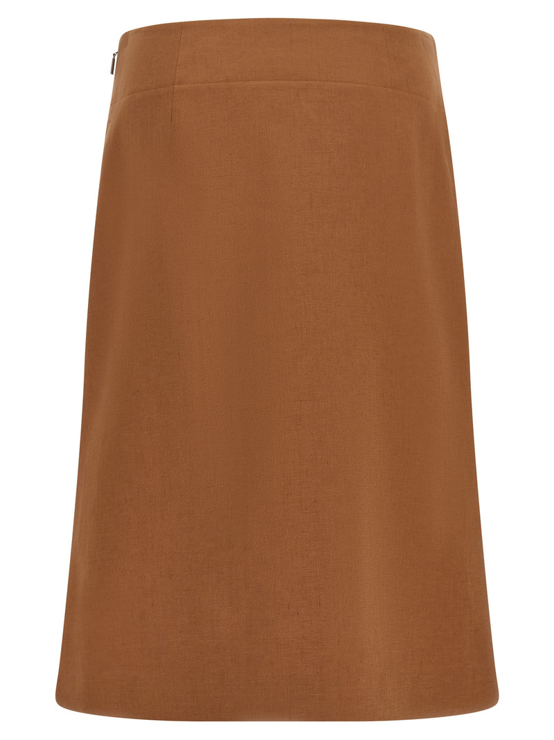 Fendi Brown Linen Midi Skirt