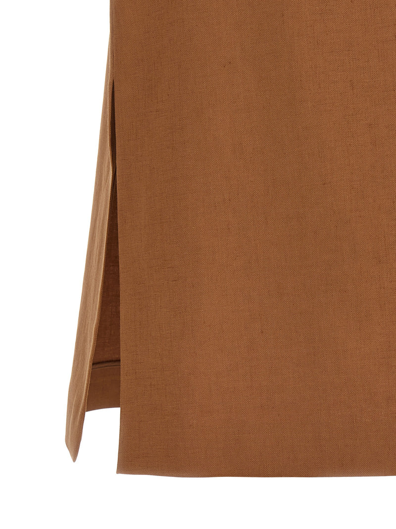 Fendi Brown Linen Midi Skirt