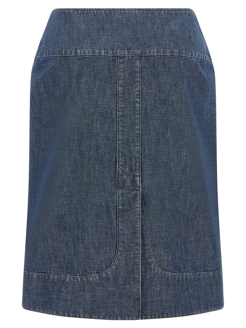 Fendi Blue Cotton Midi Skirt