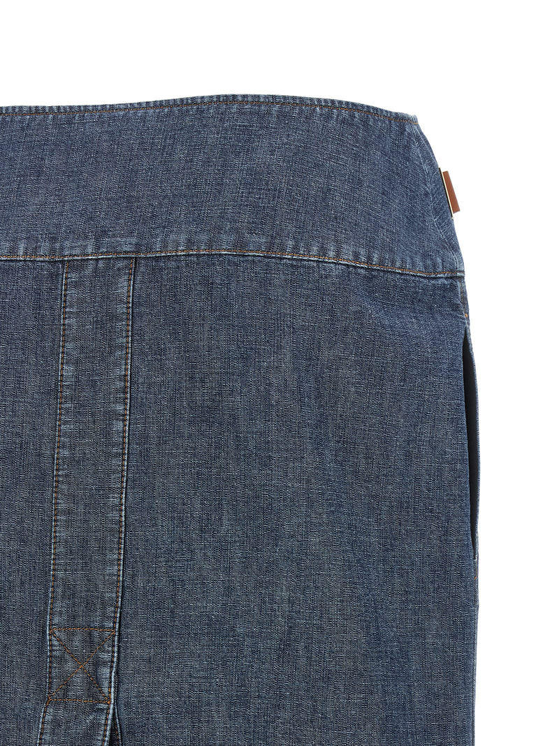 Fendi Blue Cotton Midi Skirt