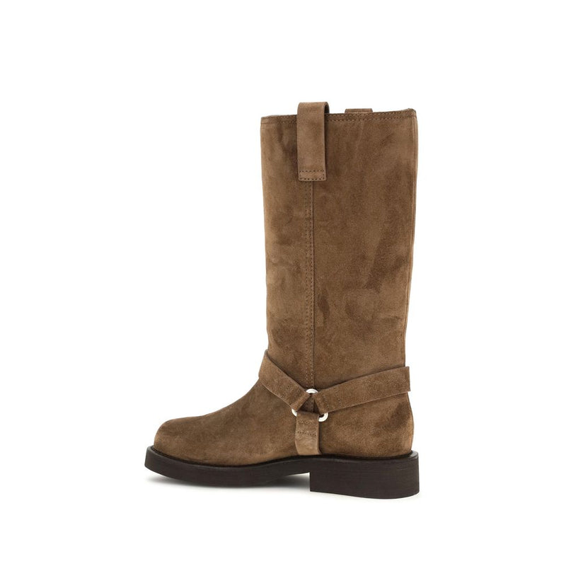 Brunello Cucinelli Brown Calf Leather Bos Taurus Flat Boots