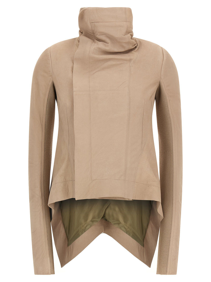Rick Owens Beige Lamb Leather Leather Jacket