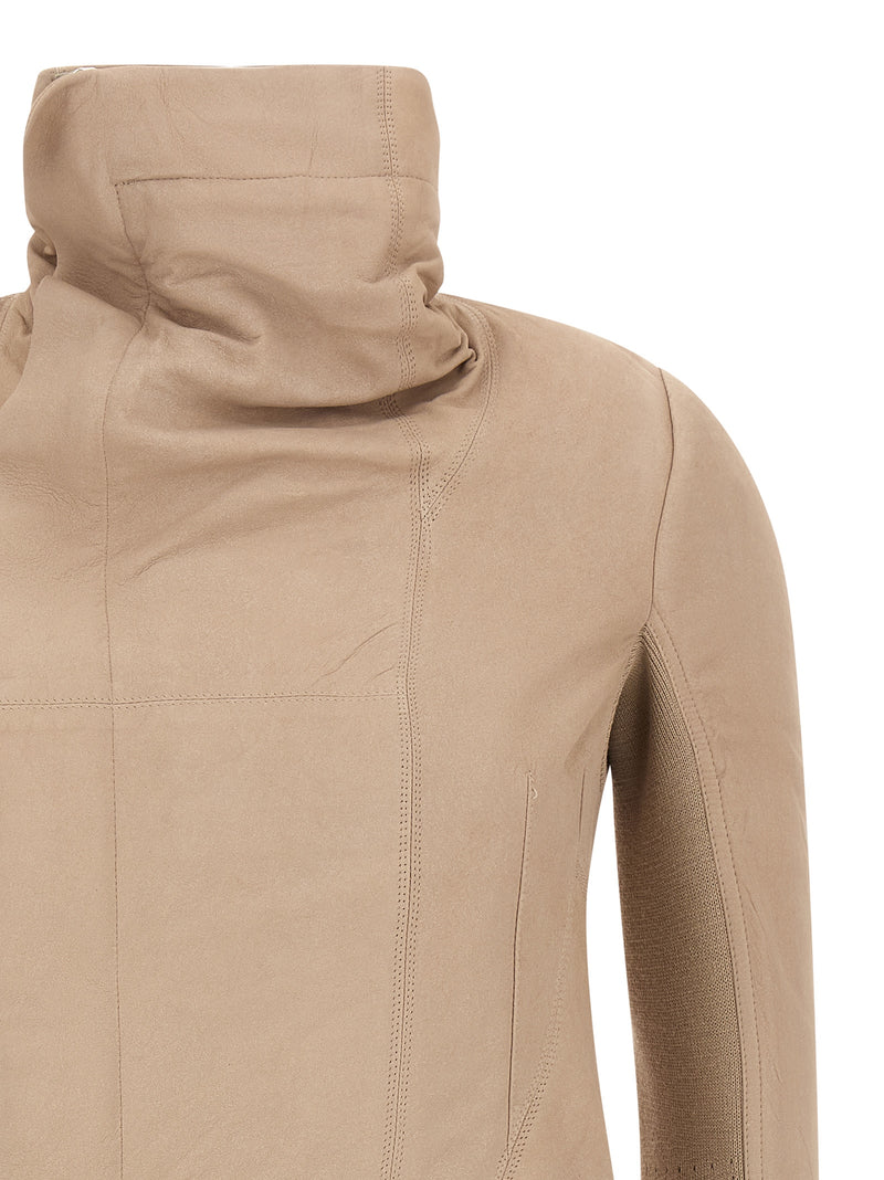 Rick Owens Beige Lamb Leather Leather Jacket