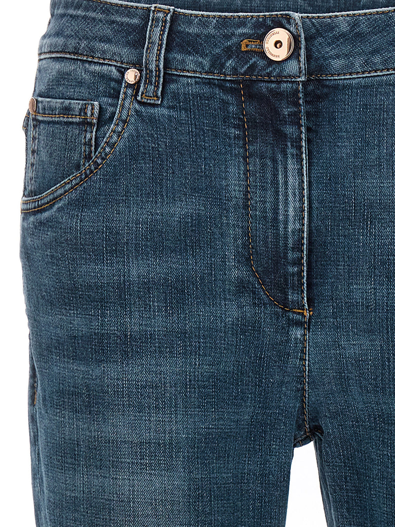 Brunello Cucinelli Blue Cotton Straight-Leg Jeans