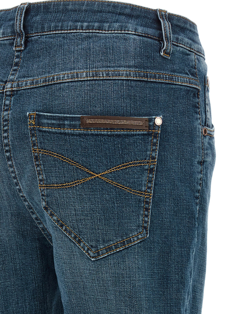 Brunello Cucinelli Blue Cotton Straight-Leg Jeans