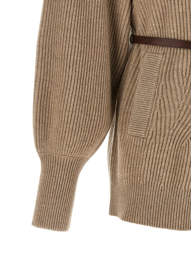 Brunello Cucinelli Beige Virgin Wool Cardigan