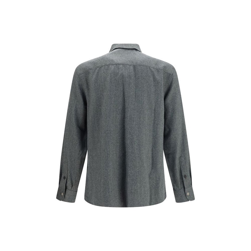 Brunello Cucinelli Gray Wool Oves Aries Dress Shirt