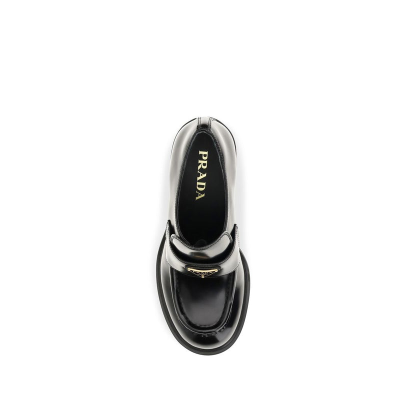 Prada Black Calf Leather Bos Taurus Platform Loafers