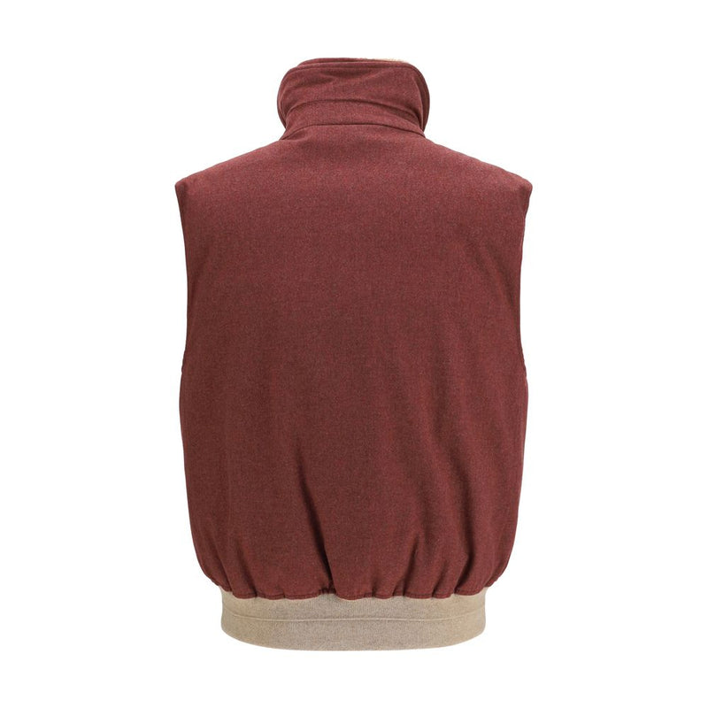 Brunello Cucinelli Bordeaux Wool Oves Aries Sleeveless Jacket