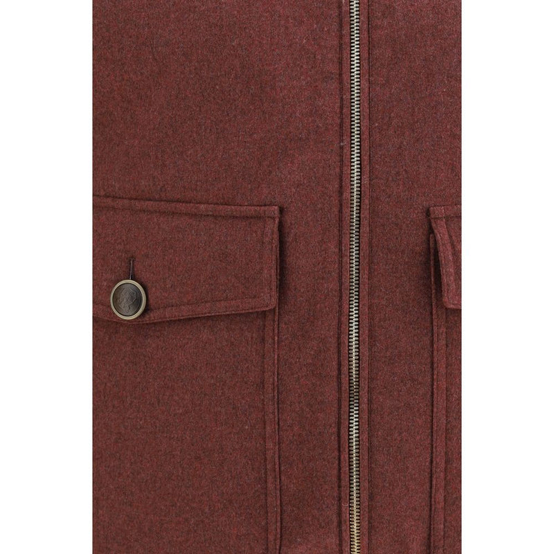 Brunello Cucinelli Bordeaux Wool Oves Aries Sleeveless Jacket