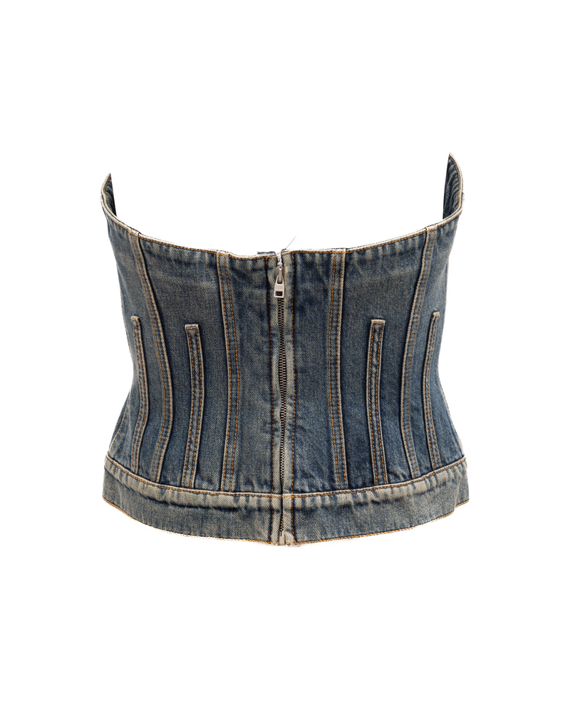 Alexander McQueen Blue Cotton Denim Top