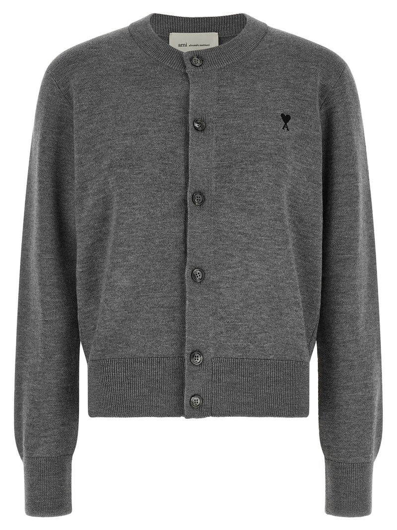 Ami Paris Gray Wool Cardigan