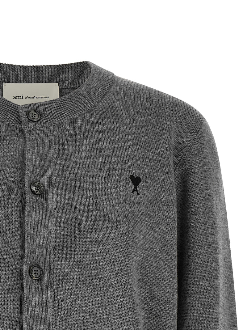 Ami Paris Gray Wool Cardigan