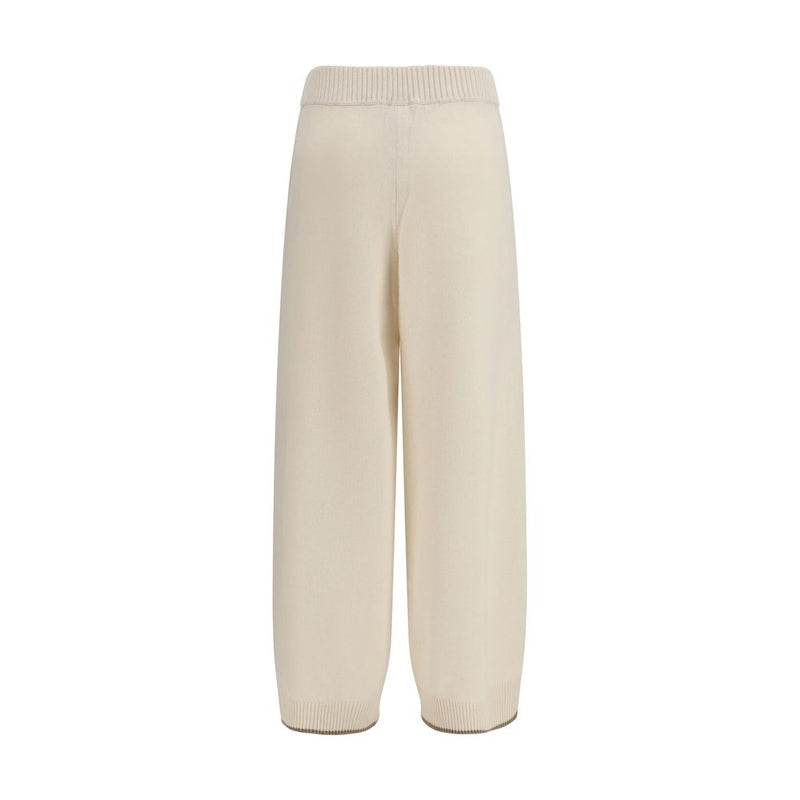 Brunello Cucinelli White Cashmere Casual Pants