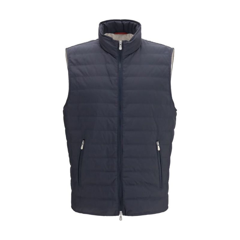 Brunello Cucinelli Blue Polyester Sleeveless Jacket
