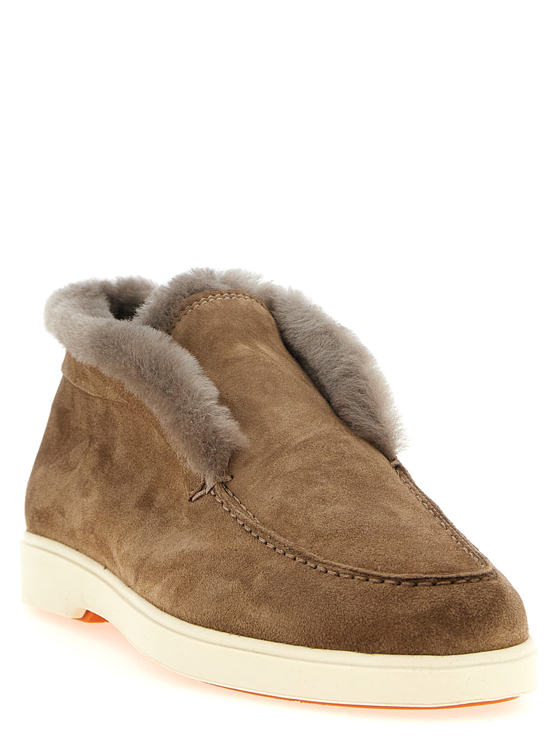 Santoni Brown Calfskin Ankle Boots