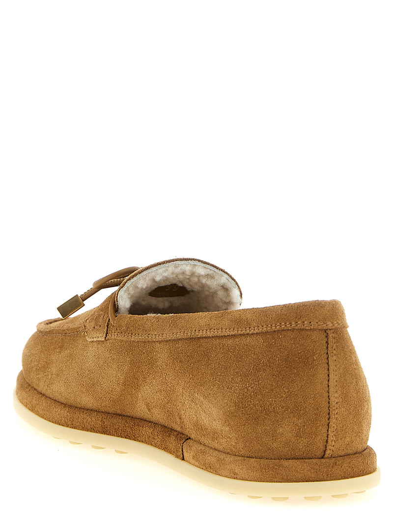 Tod's Beige Calfskin Slip-On Loafers