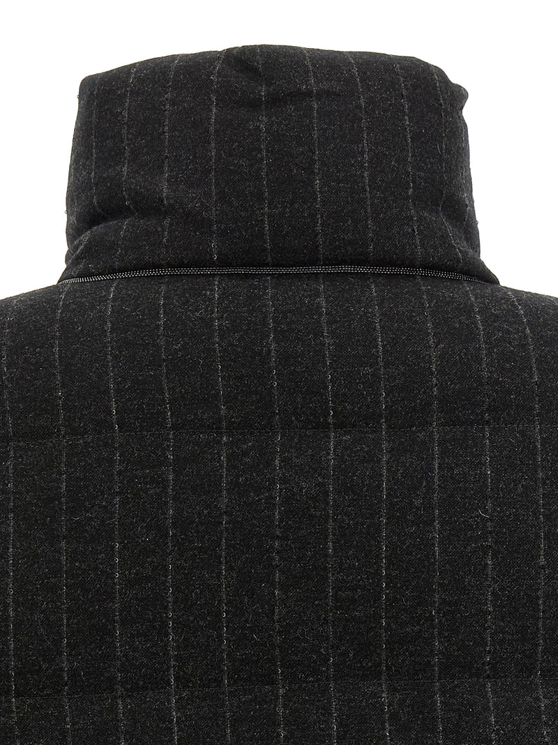 Brunello Cucinelli Gray Virgin Wool Full-Length Jacket