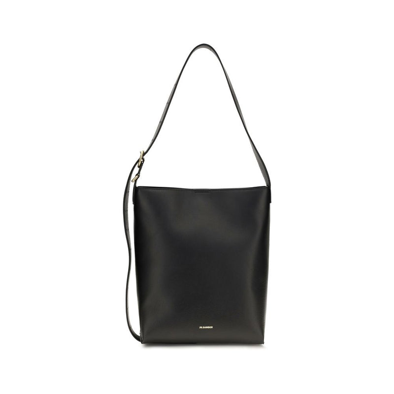 Jil Sander Black Calf Leather Bos Taurus Shoulder Bag