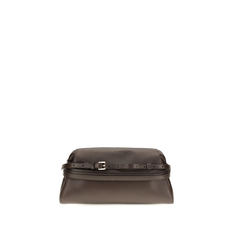 Moschino Brown Goatskin Clutch Bag