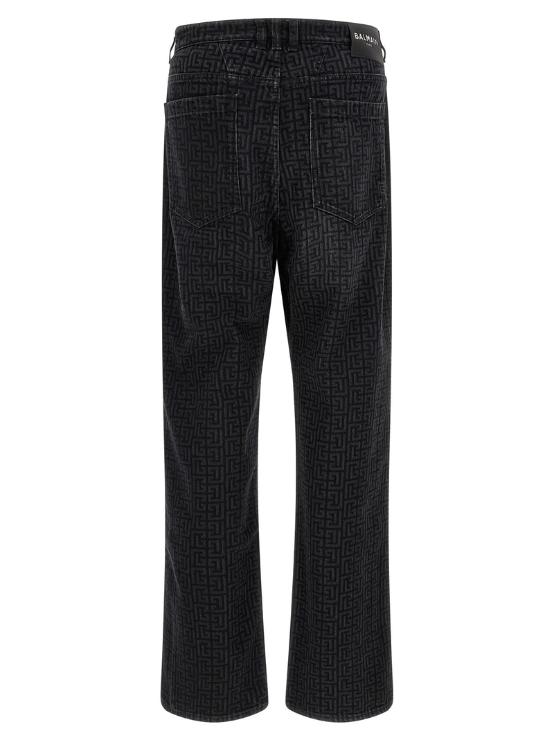 Balmain Black Cotton Straight-Leg Jeans
