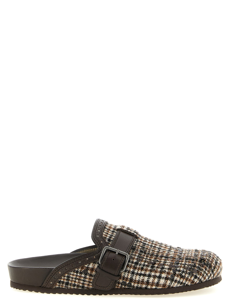 Brunello Cucinelli Brown Alpaca Leather Clogs