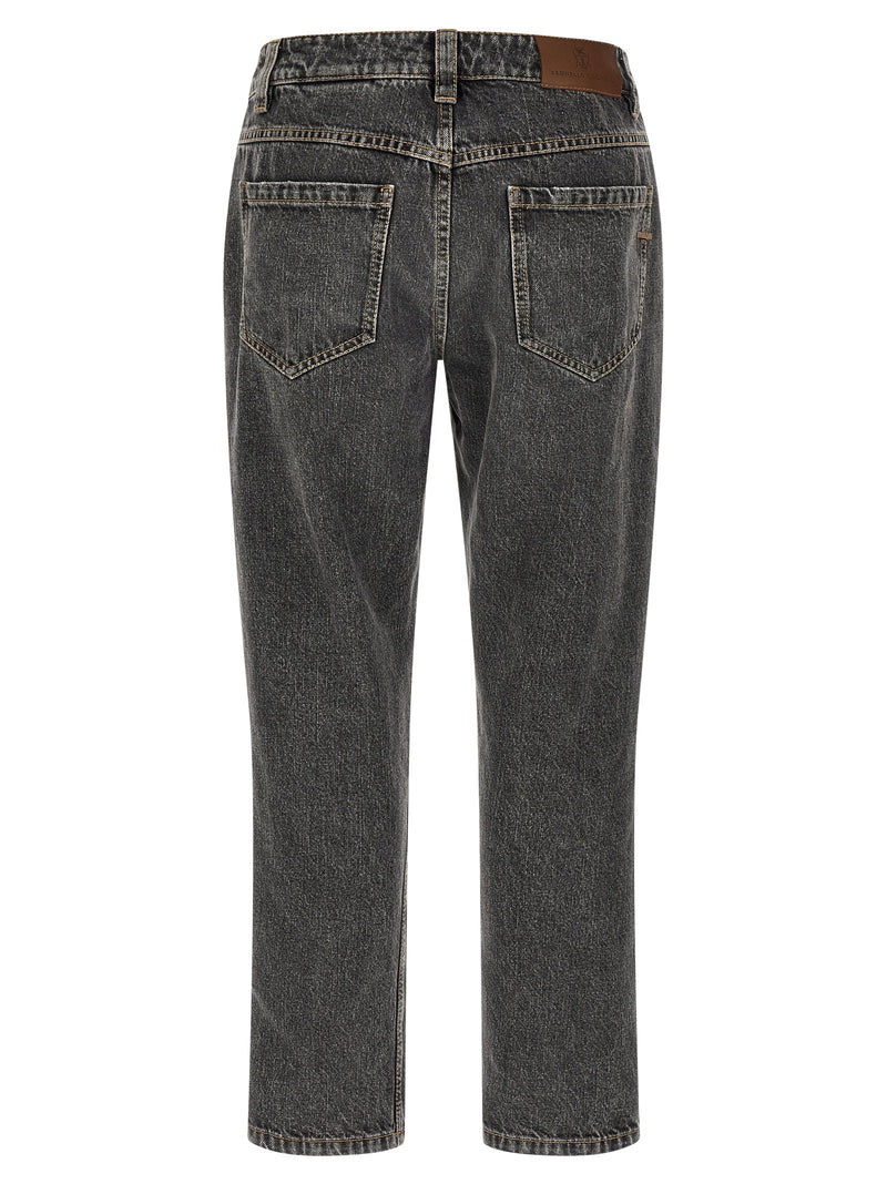 Brunello Cucinelli Gray Cotton Straight-Leg Jeans