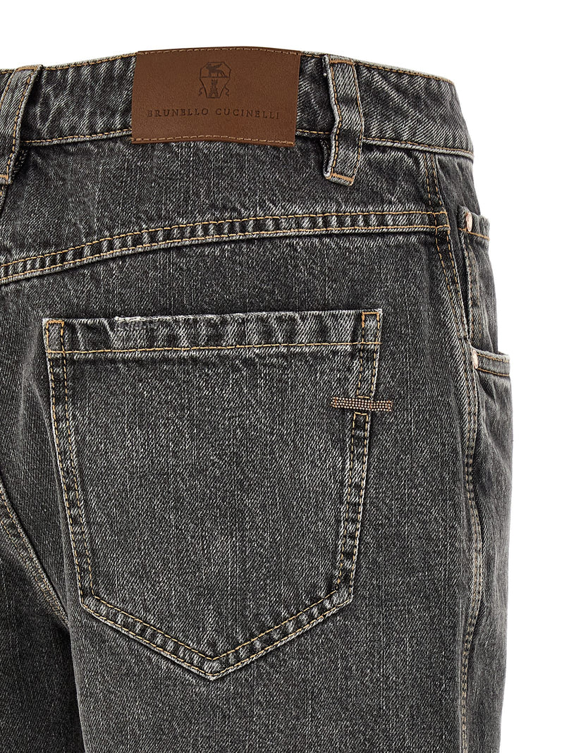 Brunello Cucinelli Gray Cotton Straight-Leg Jeans
