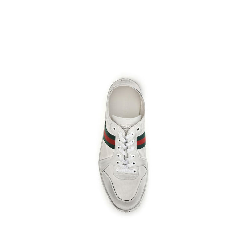 Gucci White Calf Leather Bos Taurus Low Top Sneakers