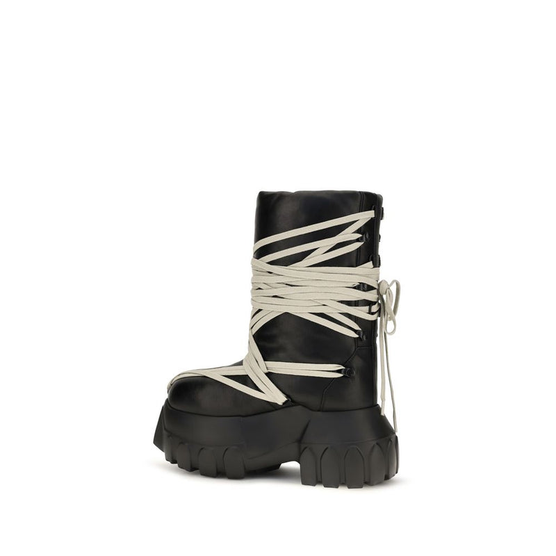 Rick Owens Black Calf Leather Bos Taurus Lace-Up Boots
