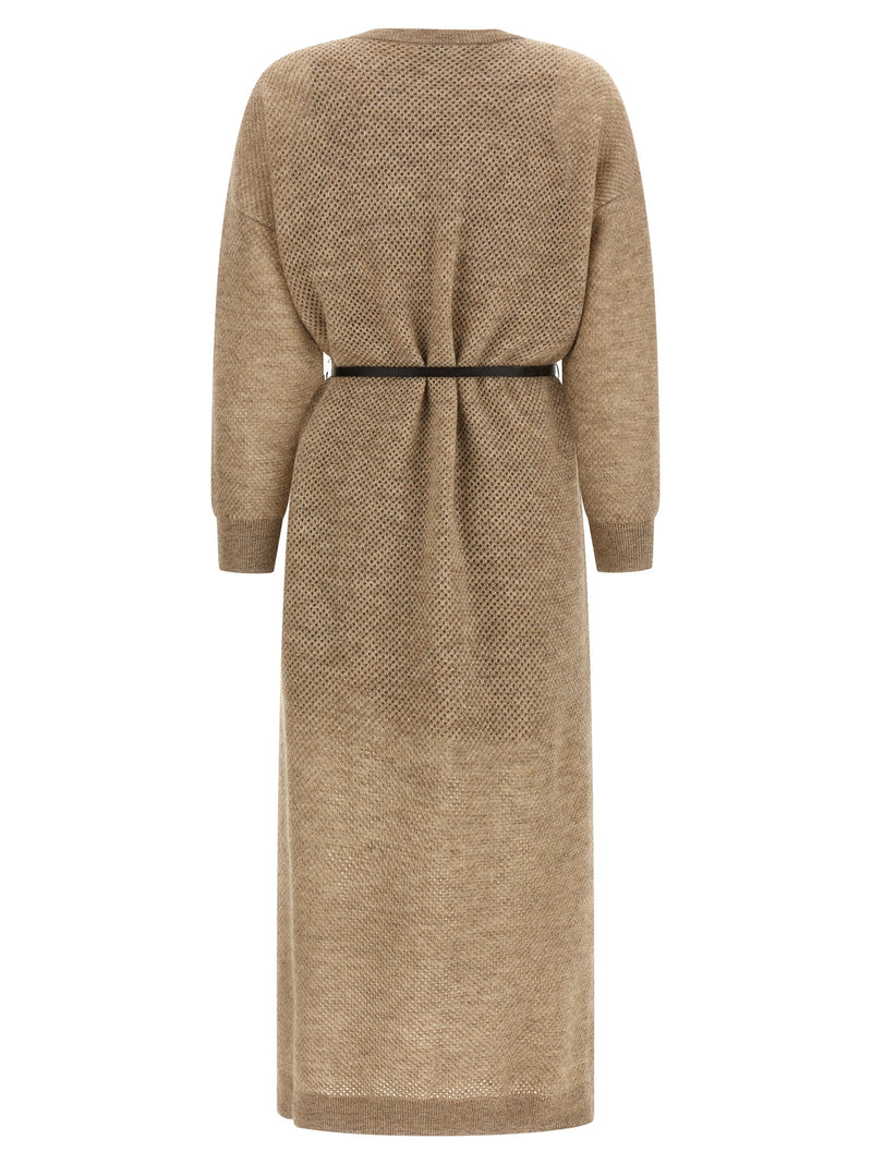 Brunello Cucinelli Beige Wool Midi Dress