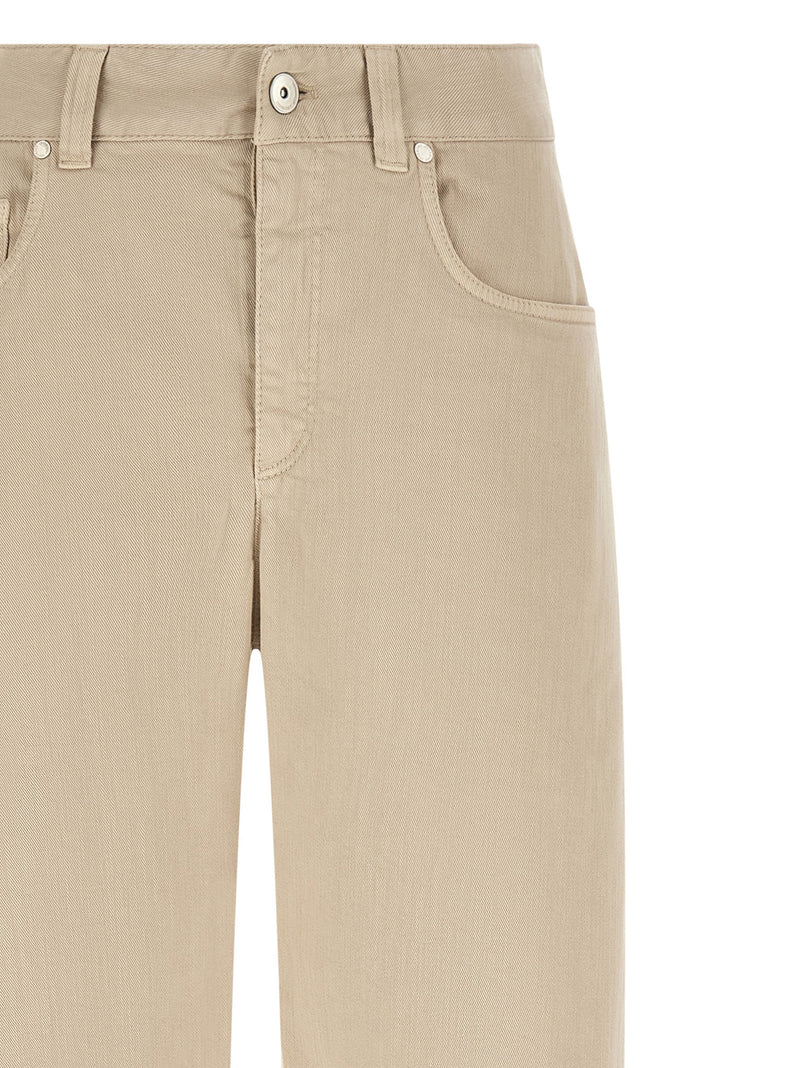 Brunello Cucinelli Beige Cotton Relaxed Fit Jeans