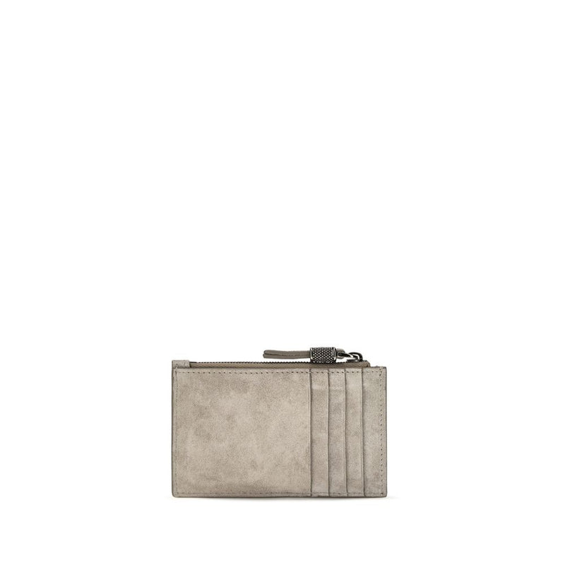 Brunello Cucinelli Gray Calf Leather Bos Taurus Wallet