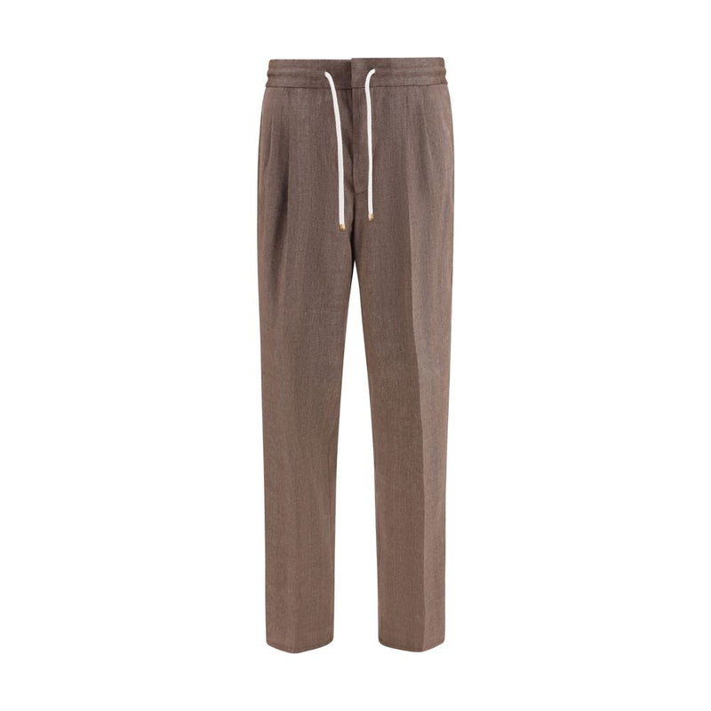 Brunello Cucinelli Brown Linen Casual Pants