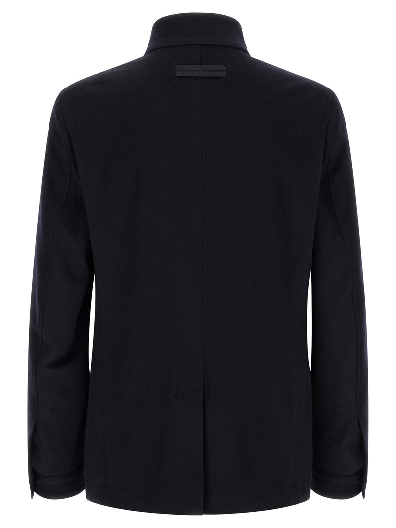 ZEGNA Blue Cashmere Full-Length Jacket