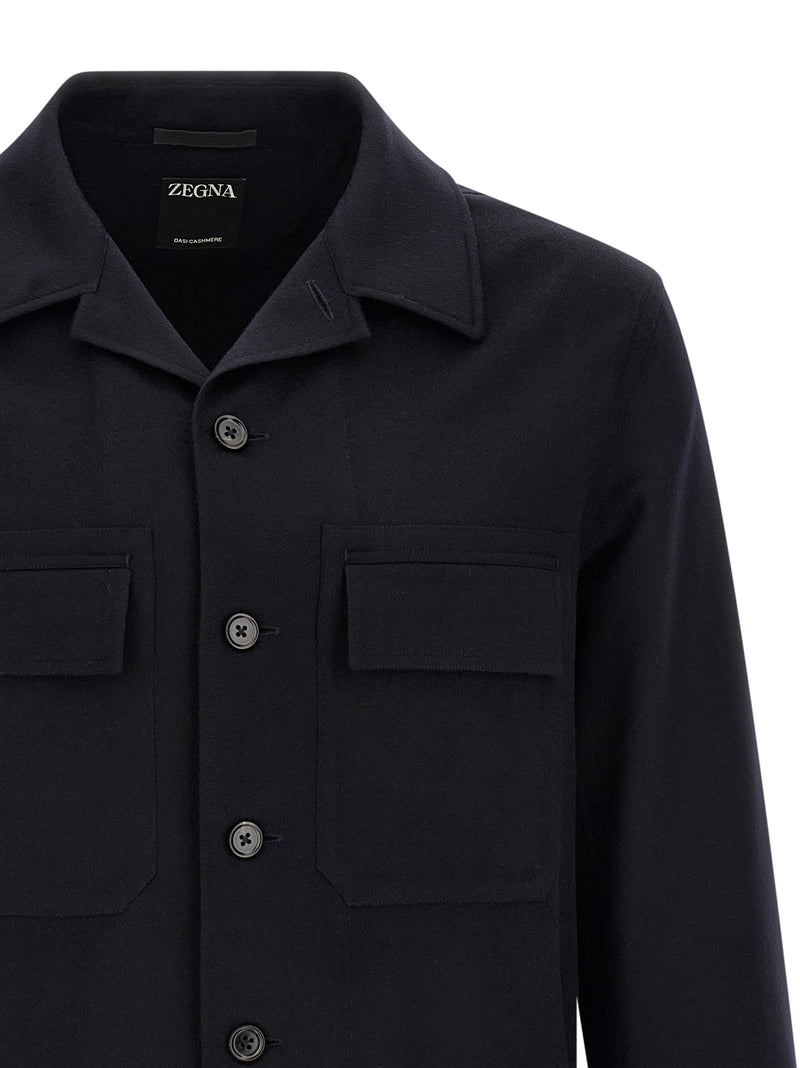 ZEGNA Blue Wool Blouse
