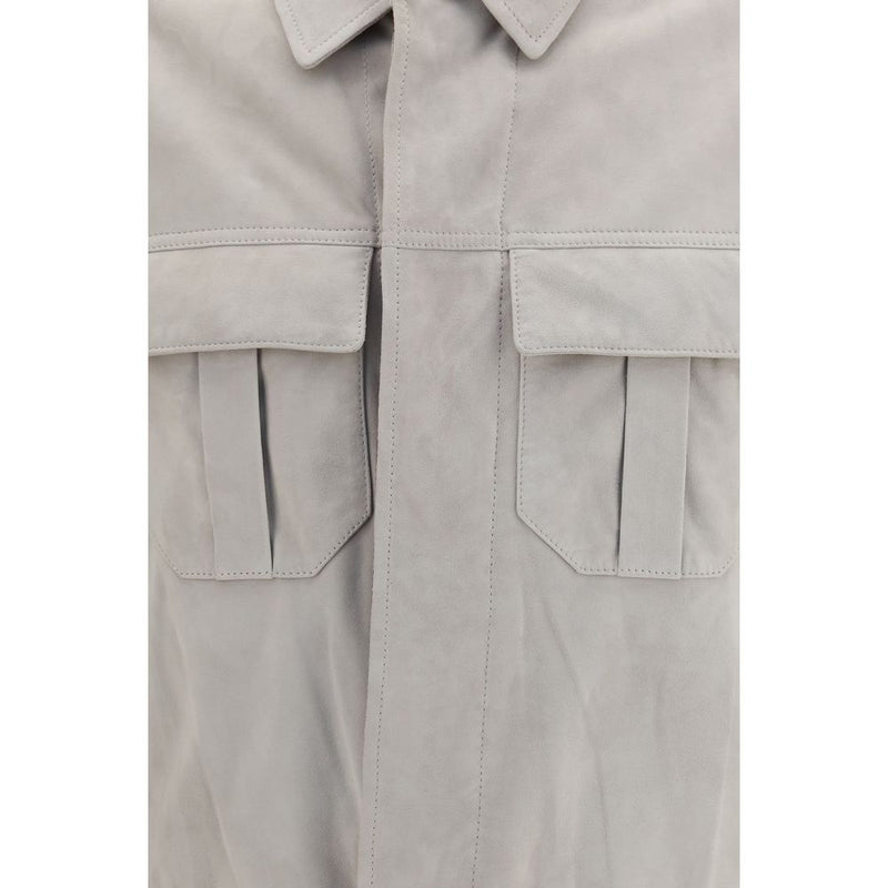 Brunello Cucinelli Beige Leather Leather Jacket