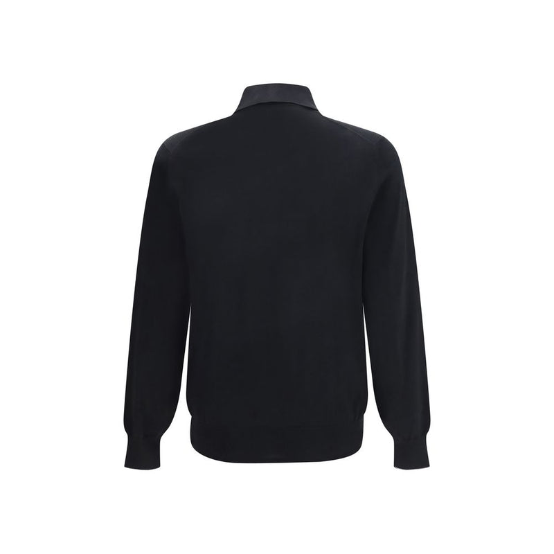 Brunello Cucinelli Black Cotton Polo Shirt