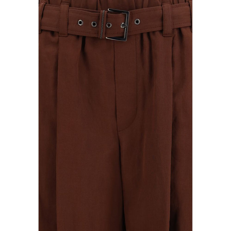 Brunello Cucinelli Brown Cotton Casual Pants