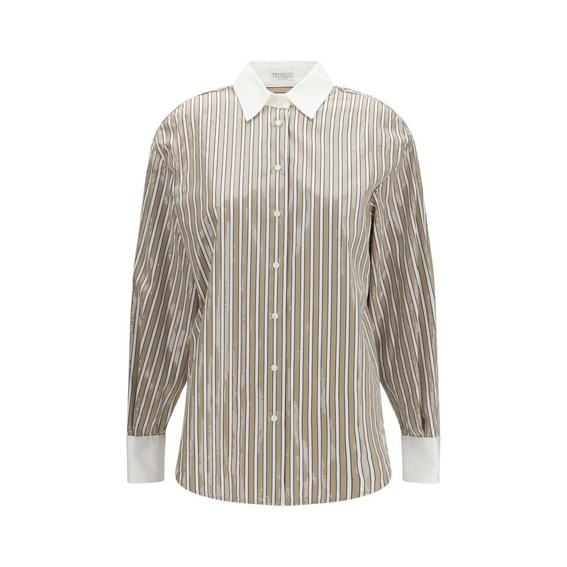 Brunello Cucinelli Beige Cotton Pattern Shirt