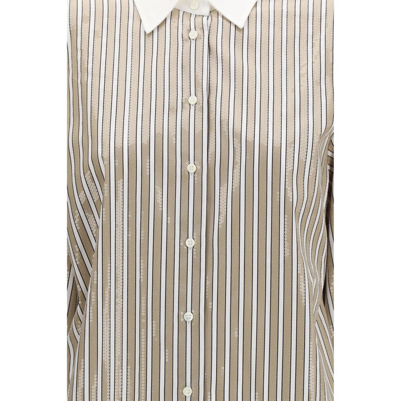 Brunello Cucinelli Beige Cotton Pattern Shirt