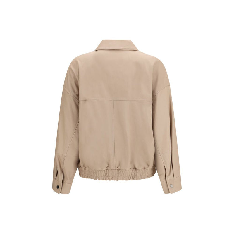 Brunello Cucinelli Beige Leather Leather Jacket