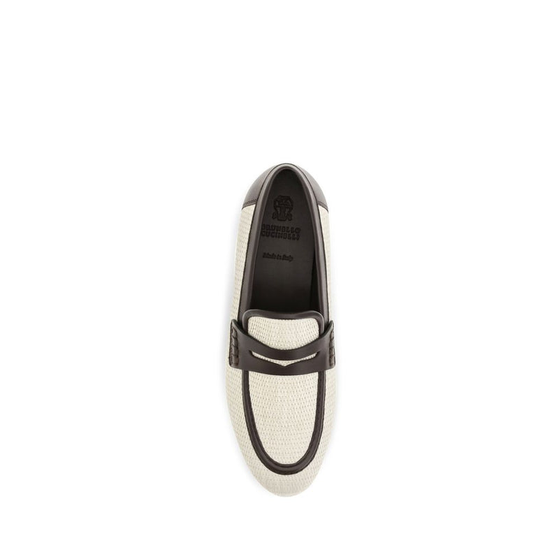 Brunello Cucinelli Beige Polyamide Slip-On Loafers
